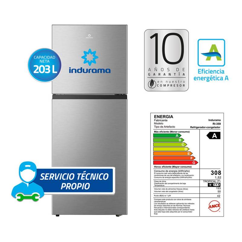 Refrigeradora Indurama Top Freezer RI-359 203L Croma